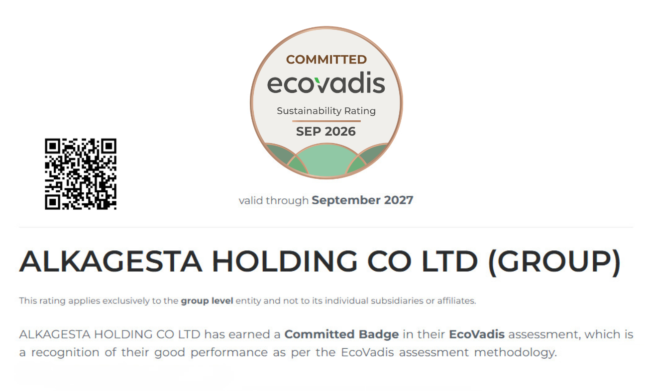 Alkagesta reports EcoVadis Committed Badge for trading operations